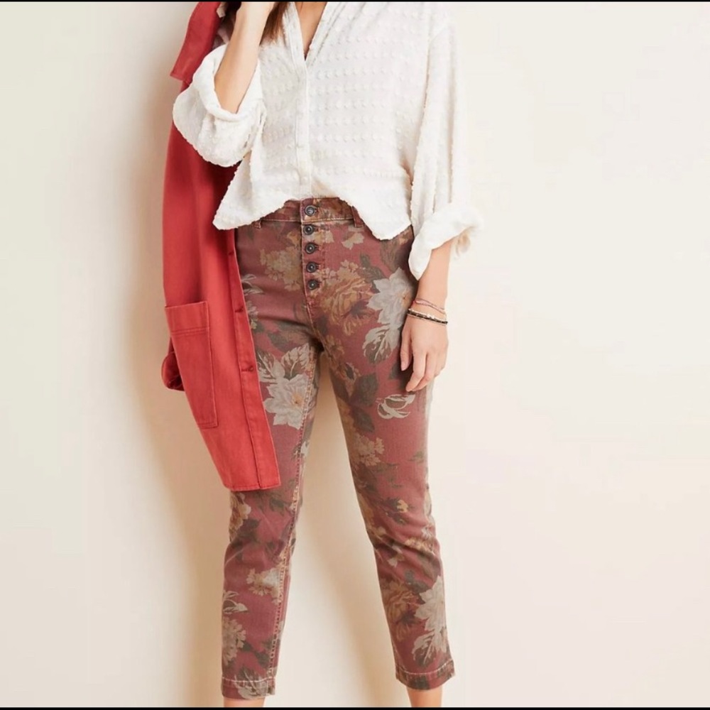 Pilcro High Rise Slim floral denim